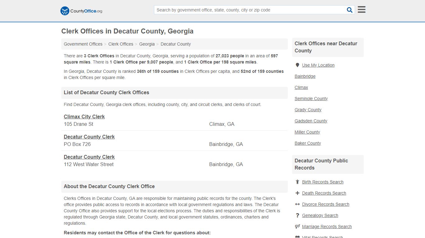 Clerk Offices - Decatur County, GA (County & Court Records)